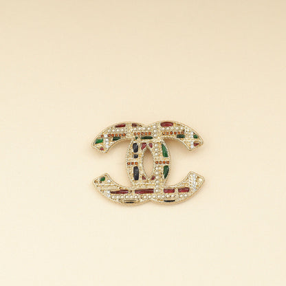 Chanel Gold CC Beads Crysta Details Brooch