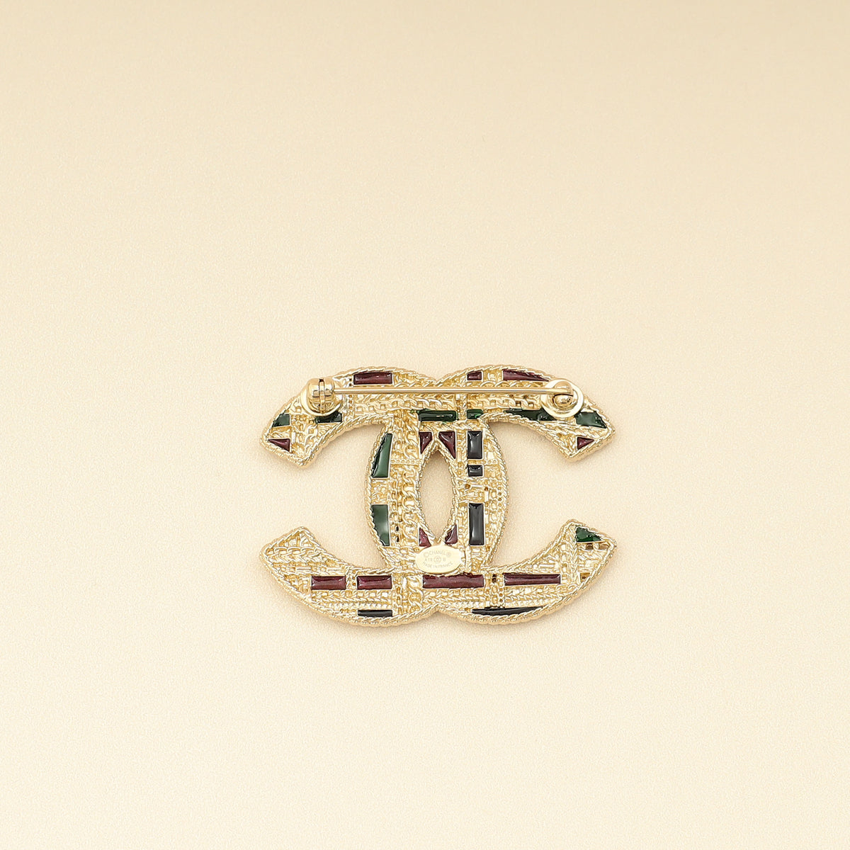 Chanel Gold CC Beads Crysta Details Brooch