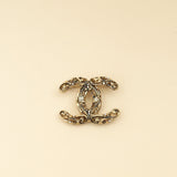 Chanel Gold CC Crystal Cutout Details Brooch