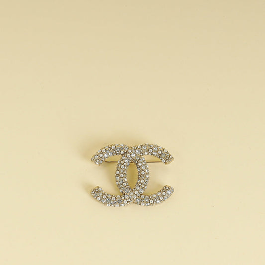 Chanel Gold CC Beads Pearl Crystal Brooch