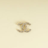 Chanel Light Gold CC Twisted Crystal Brooch