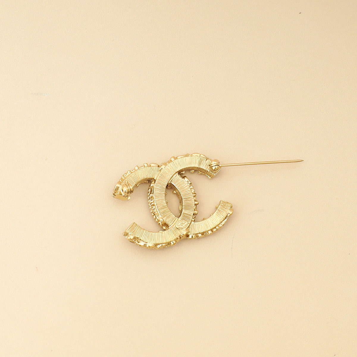 Chanel Black CC Enamel Baroque Brooch
