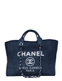Chanel Dark Blue Denim Medium Deauville Tote Bag