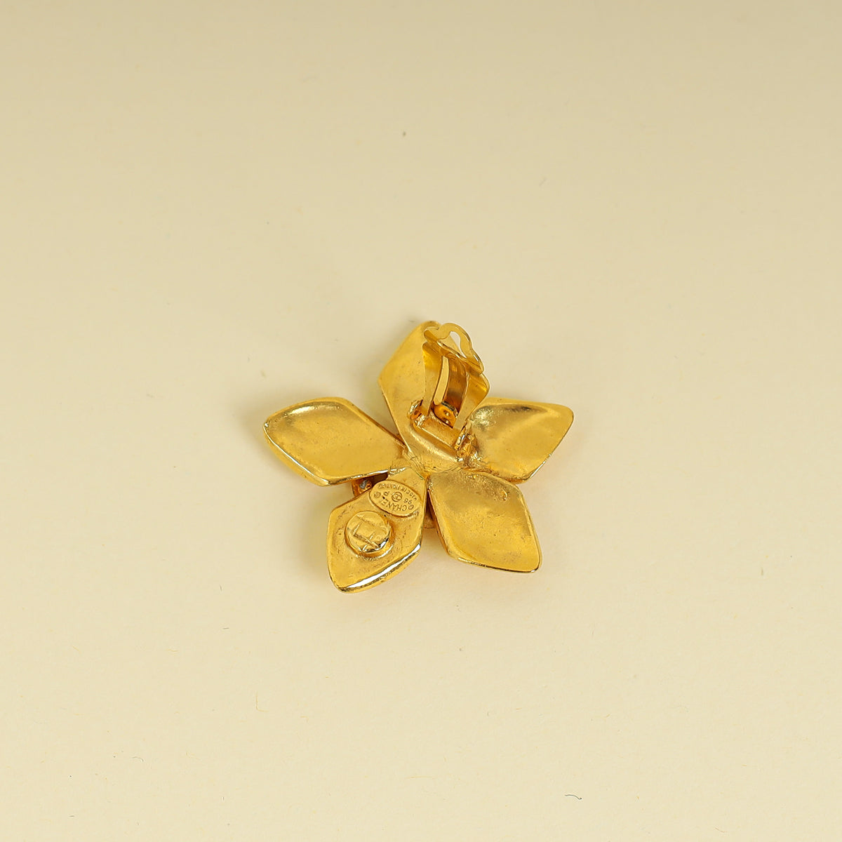 Chanel Gold   Coco Mark Flower Clip Earrings