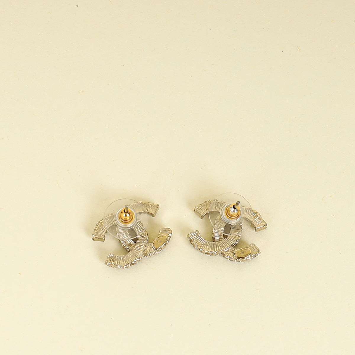 Chanel Black CC Enamel Baroque Stud Earrings