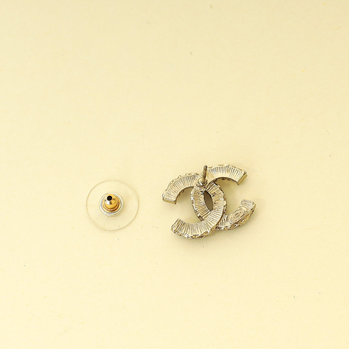 Chanel Black CC Enamel Baroque Stud Earrings