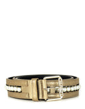 Chanel NWT Gold Leather & Grosgrain Pearl Belt sz 90