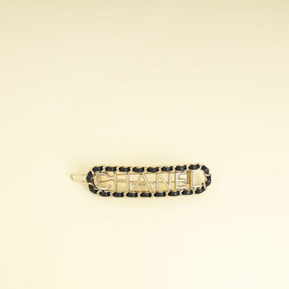 Chanel Black Logo Detail Hair Clip