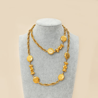 Chanel Gold   Logo Coin Chain Necklace