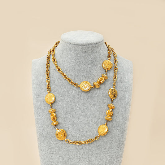 Chanel Gold   Logo Coin Chain Necklace