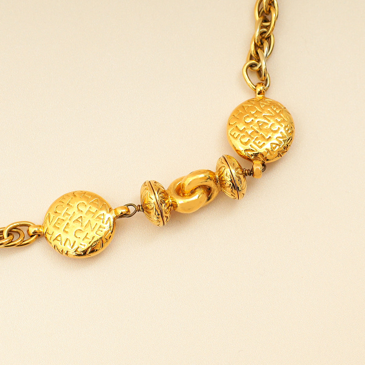Chanel Gold   Logo Coin Chain Necklace
