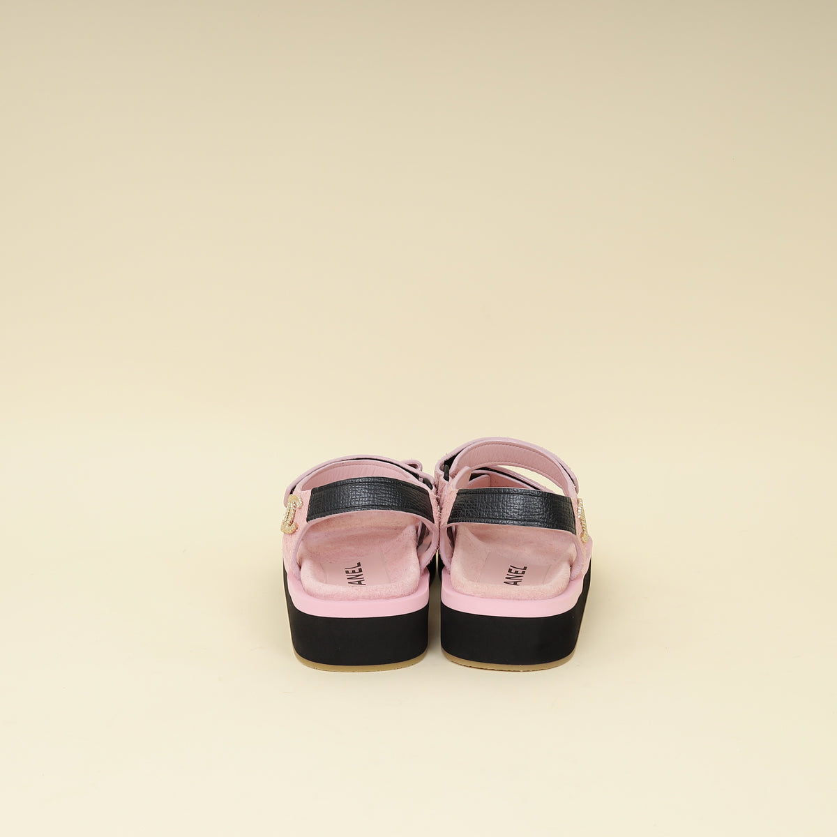 Chanel Bicolor CC Suede Velcro Flat Sandals 38