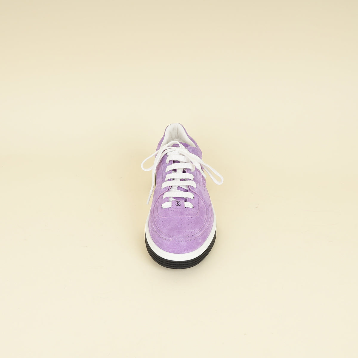Chanel Purple CC Suede CC Lace Up Sneaker 38