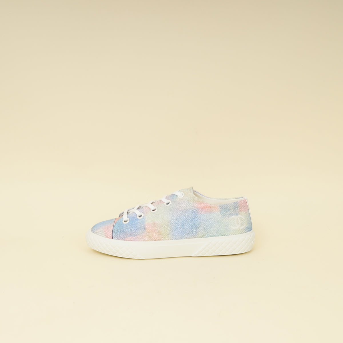 Chanel Multicolor CC Printed Fabric Quilted Low Top Sneakers 39