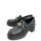 Chanel Grey CC Lock Chain Moccasins 36.5