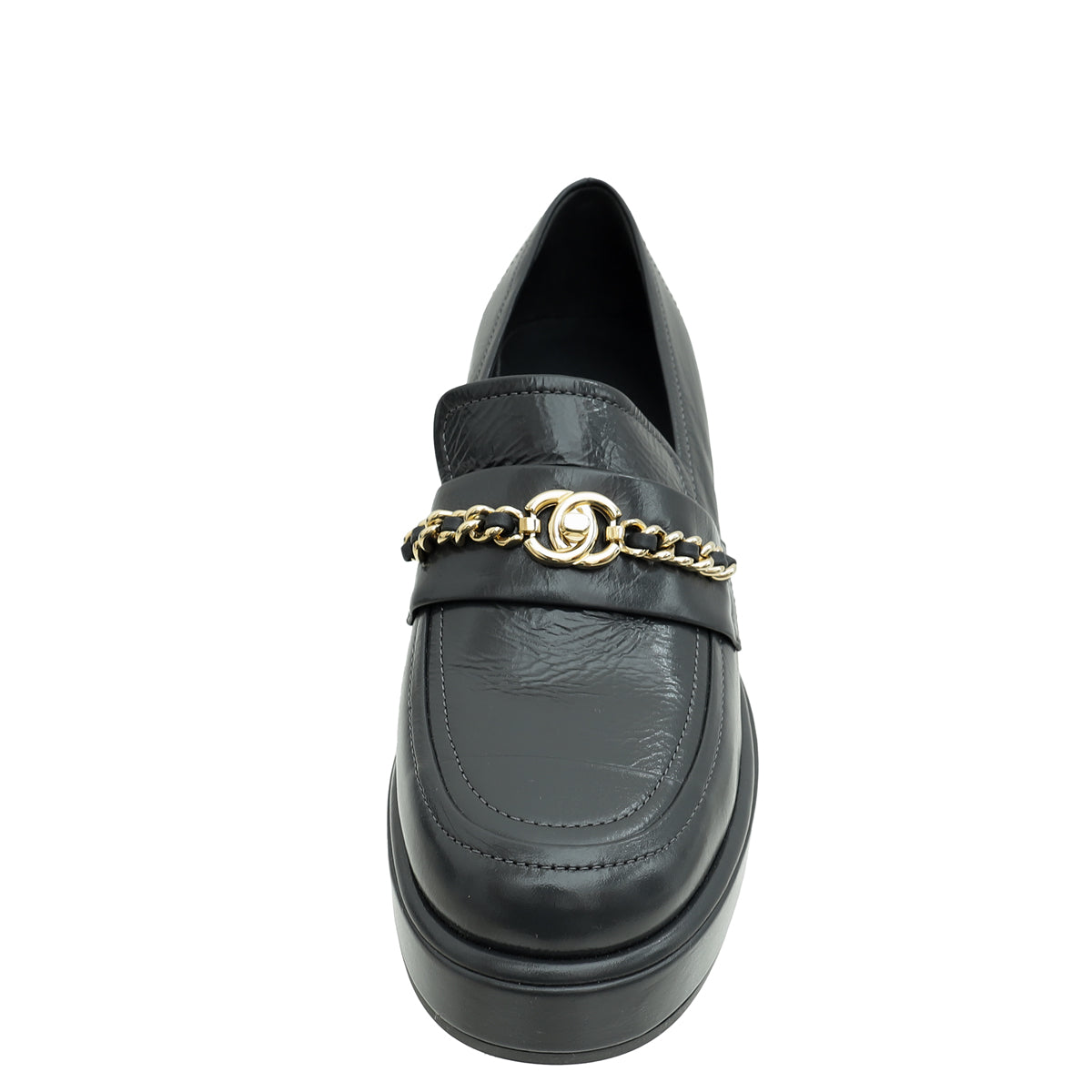 Chanel Grey CC Lock Chain Moccasins 36.5