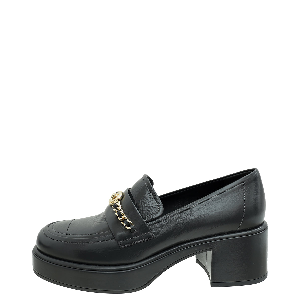 Chanel Grey CC Lock Chain Moccasins 36.5