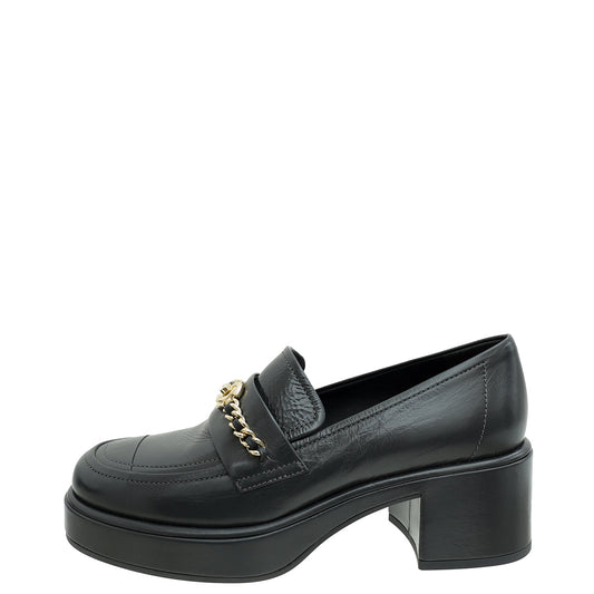 Chanel Grey CC Lock Chain Moccasins 36.5
