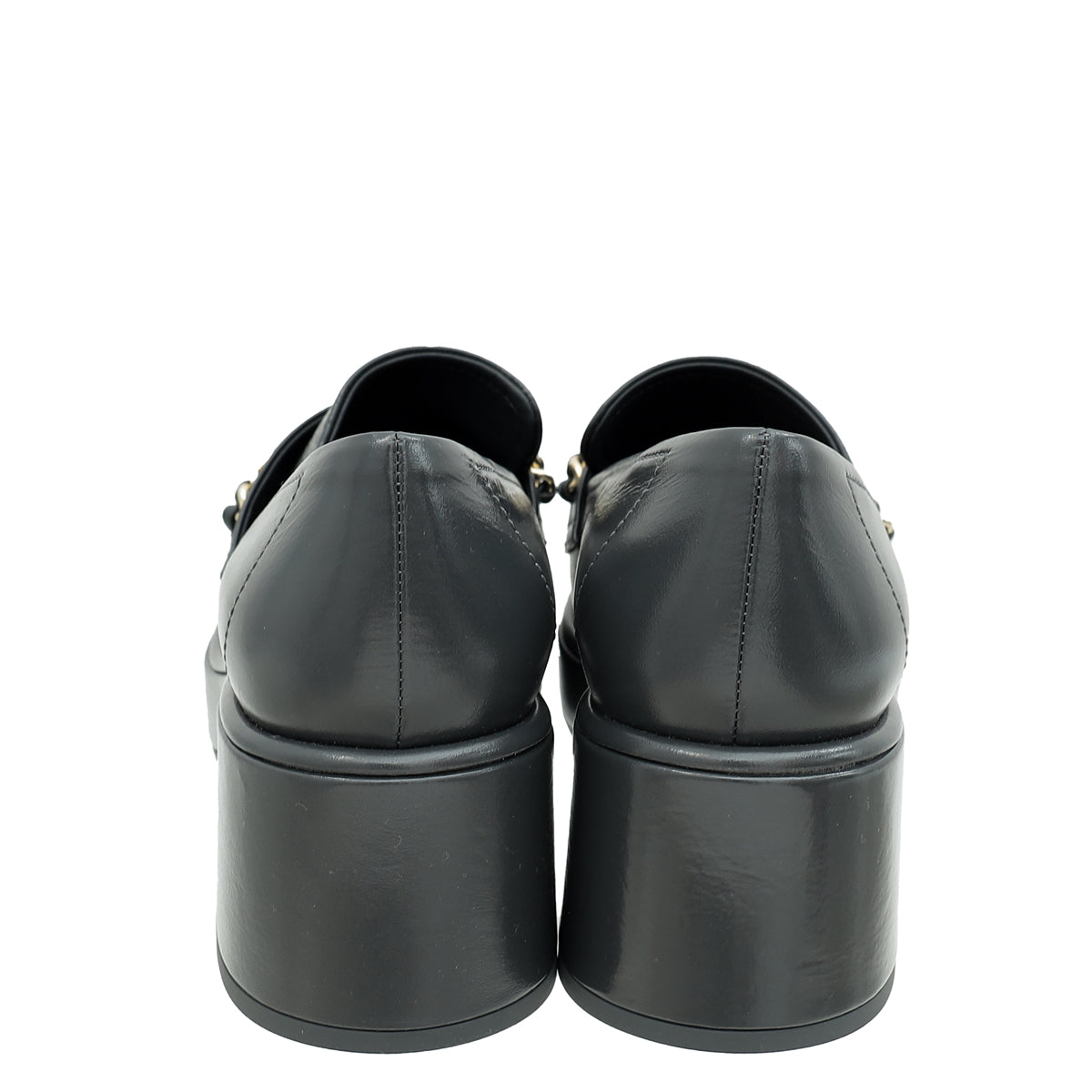 Chanel Grey CC Lock Chain Moccasins 36.5