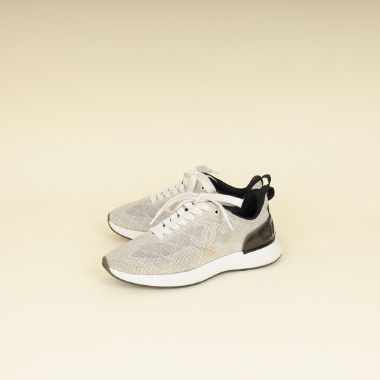 Chanel Beige CC Embroidered Mesh Sneaker 36.5
