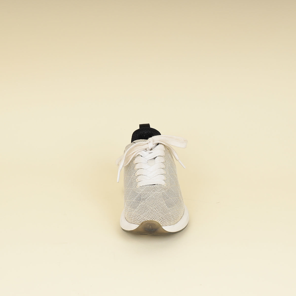 Chanel Beige CC Embroidered Mesh Sneaker 36.5