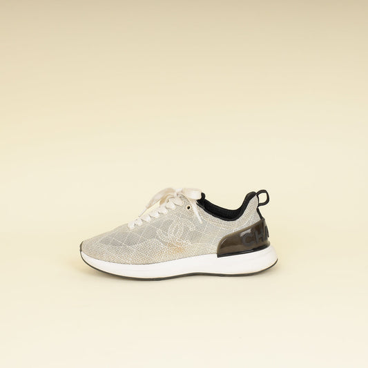 Chanel Beige CC Embroidered Mesh Sneaker 36.5
