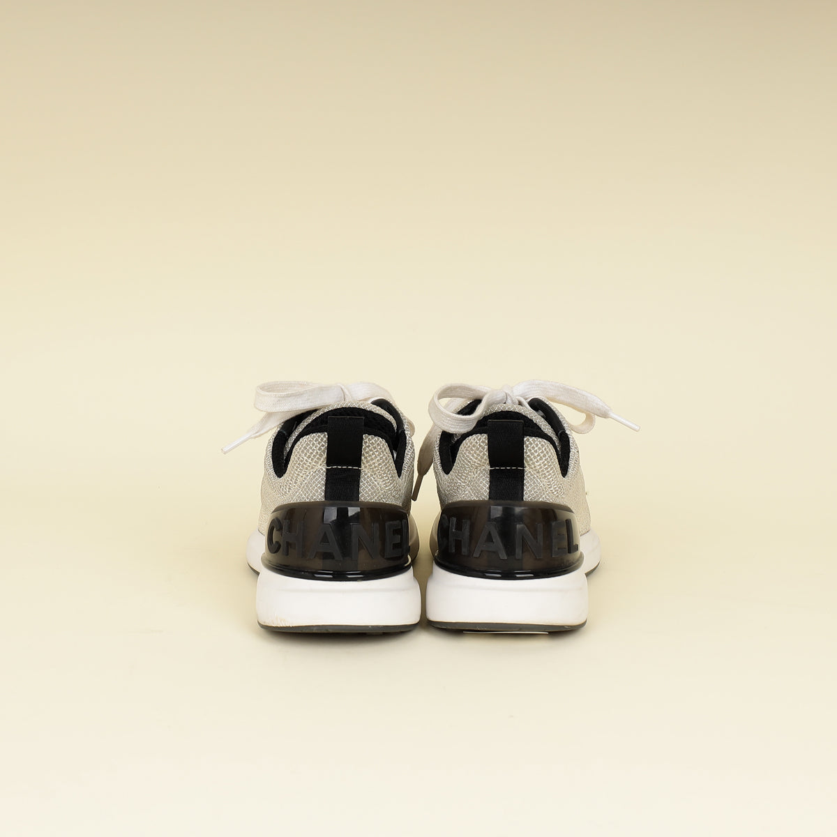 Chanel Beige CC Embroidered Mesh Sneaker 36.5