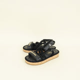 Chanel Black Logo Cord Quilted Slide Sandal 36