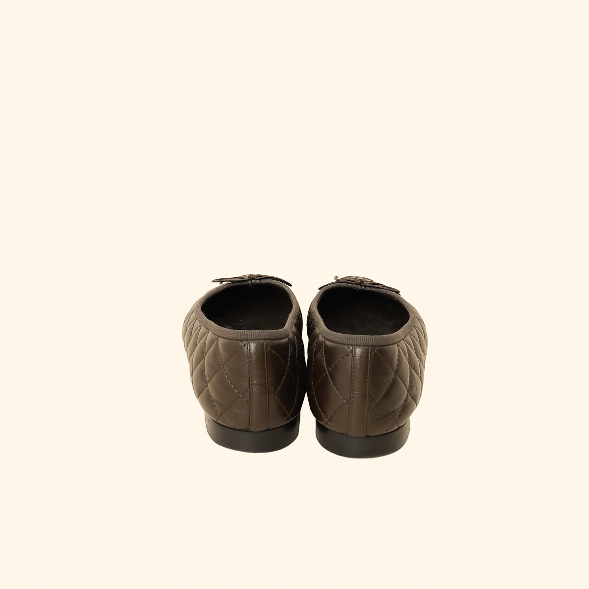 Chanel Brown CC Cap Toe Quilted Flat Ballerina 37.5