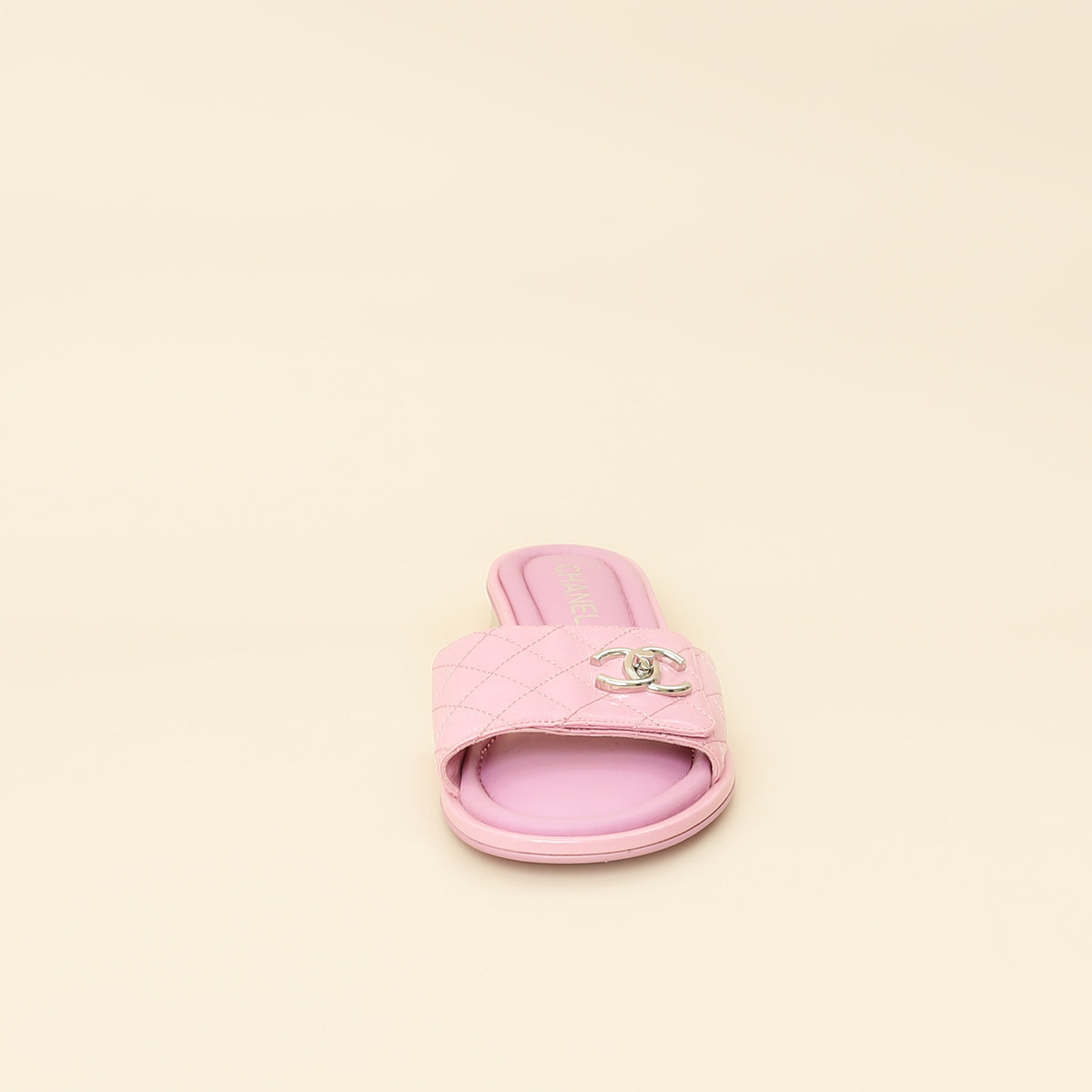 Chanel Lilac CC Twist Lock Quilted Slide Sandal 38.5