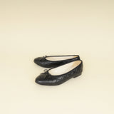 Chanel Black CC Cap Toe Quilted Ballerina 38.5