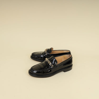 Chanel Black Logo Moccasins 38
