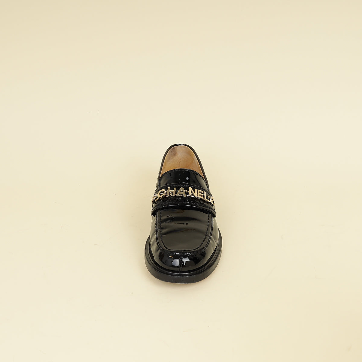 Chanel Black Logo Moccasins 38