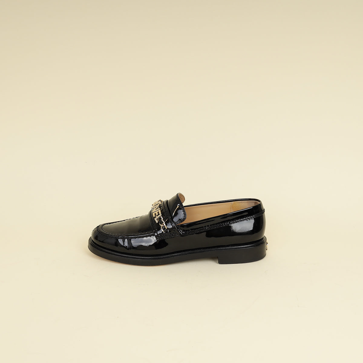 Chanel Black Logo Moccasins 38