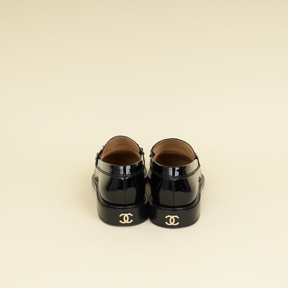 Chanel Black Logo Moccasins 38