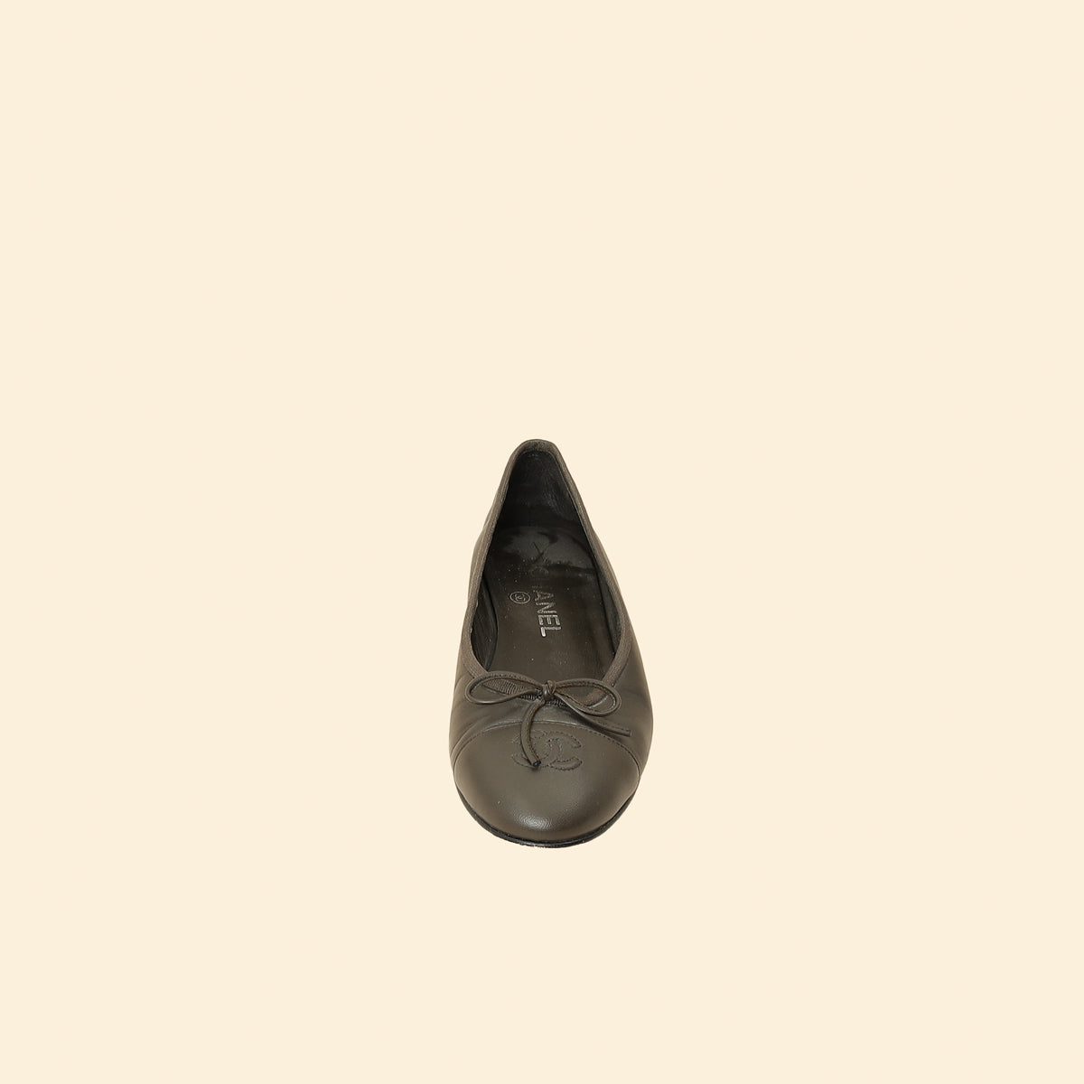 Chanel Brownish Grey CC Ballet Flats 38