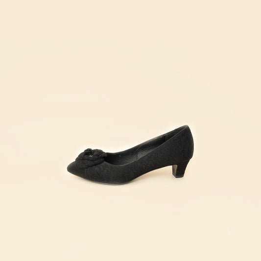 Chanel Black Lace Camellia 40mm Pumps 38