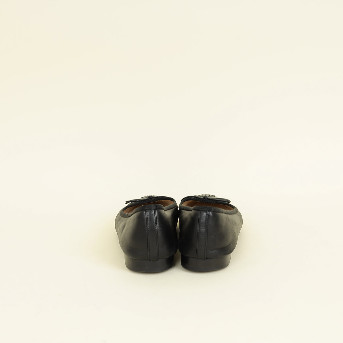 Chanel Black CC Cap Toe Flat Ballerina 38