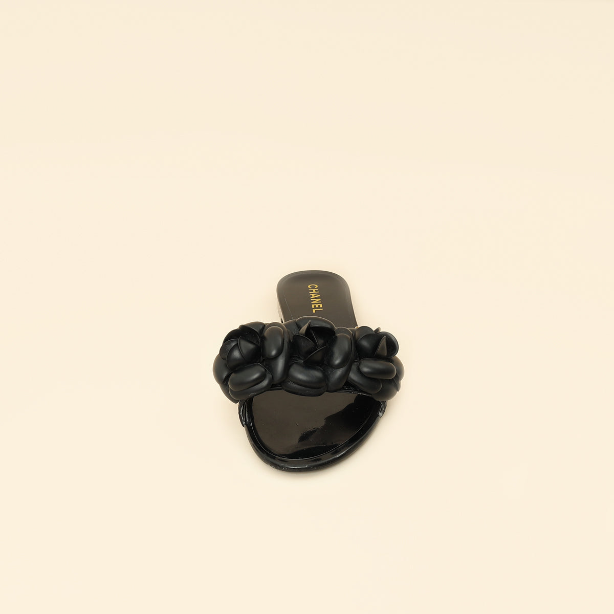 Chanel Black Camellia CC Slides 38