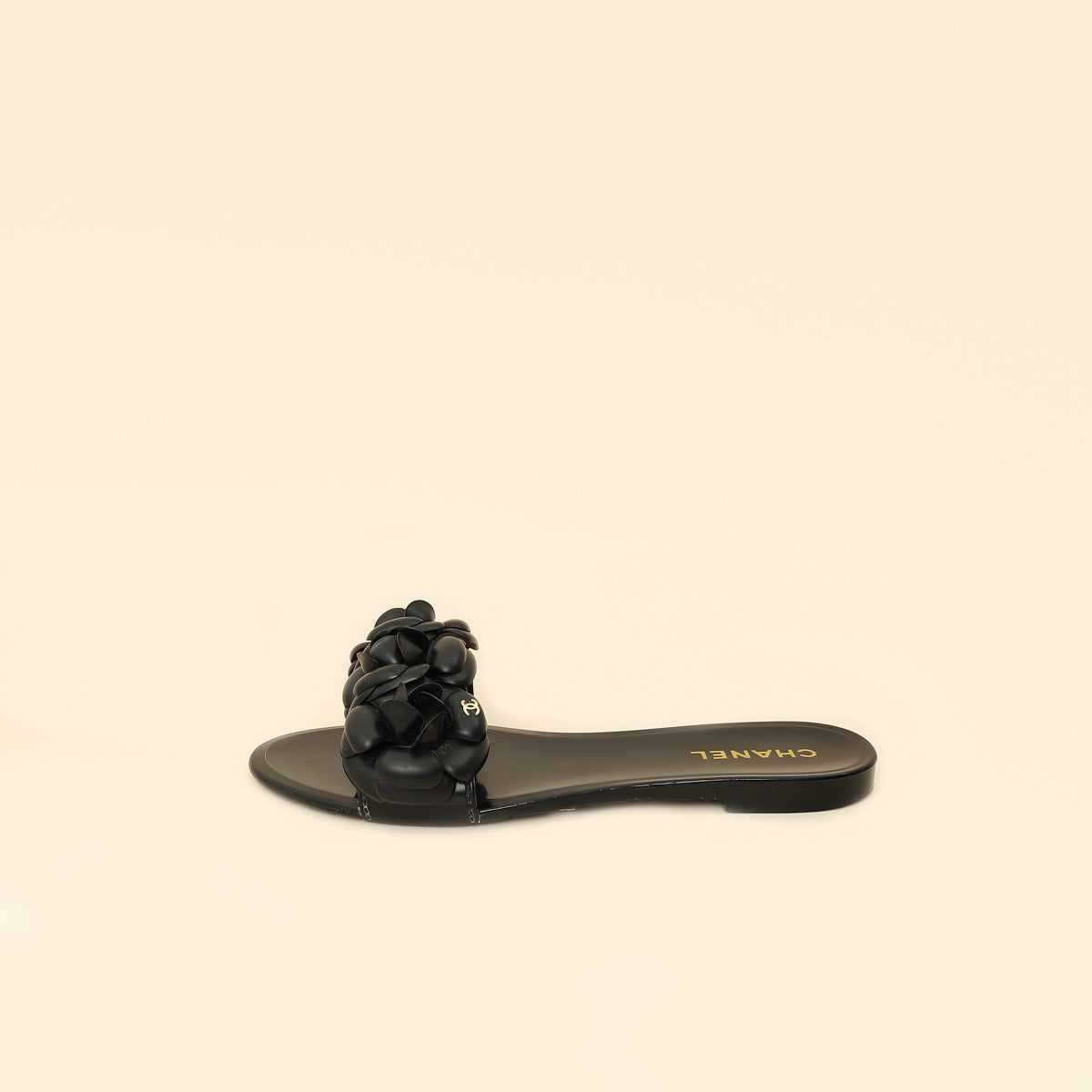 Chanel Black Camellia CC Slides 38