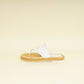 Chanel White CC Terry Cloth Raffia Thong Sandals 39.5
