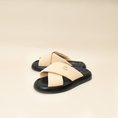 Chanel Bicolor Fabric CC Mules Sandals 39