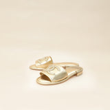 Chanel Metallic Gold CC Braided Slides Mules 40.5