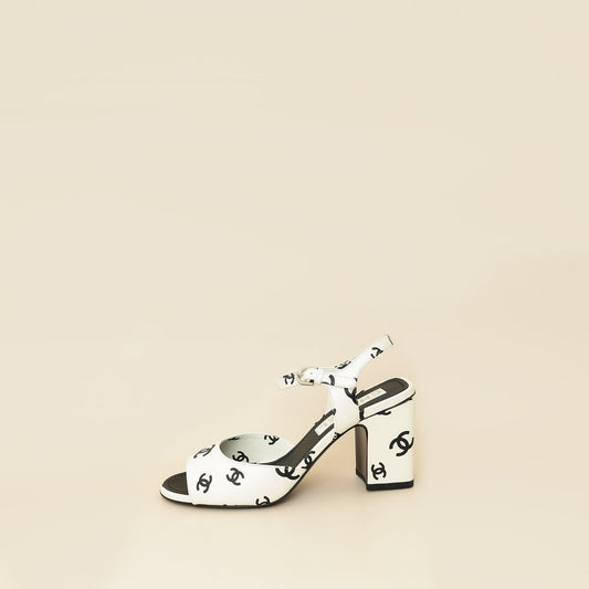 Chanel Bicolor CC Print Coco Beach Sandal 37