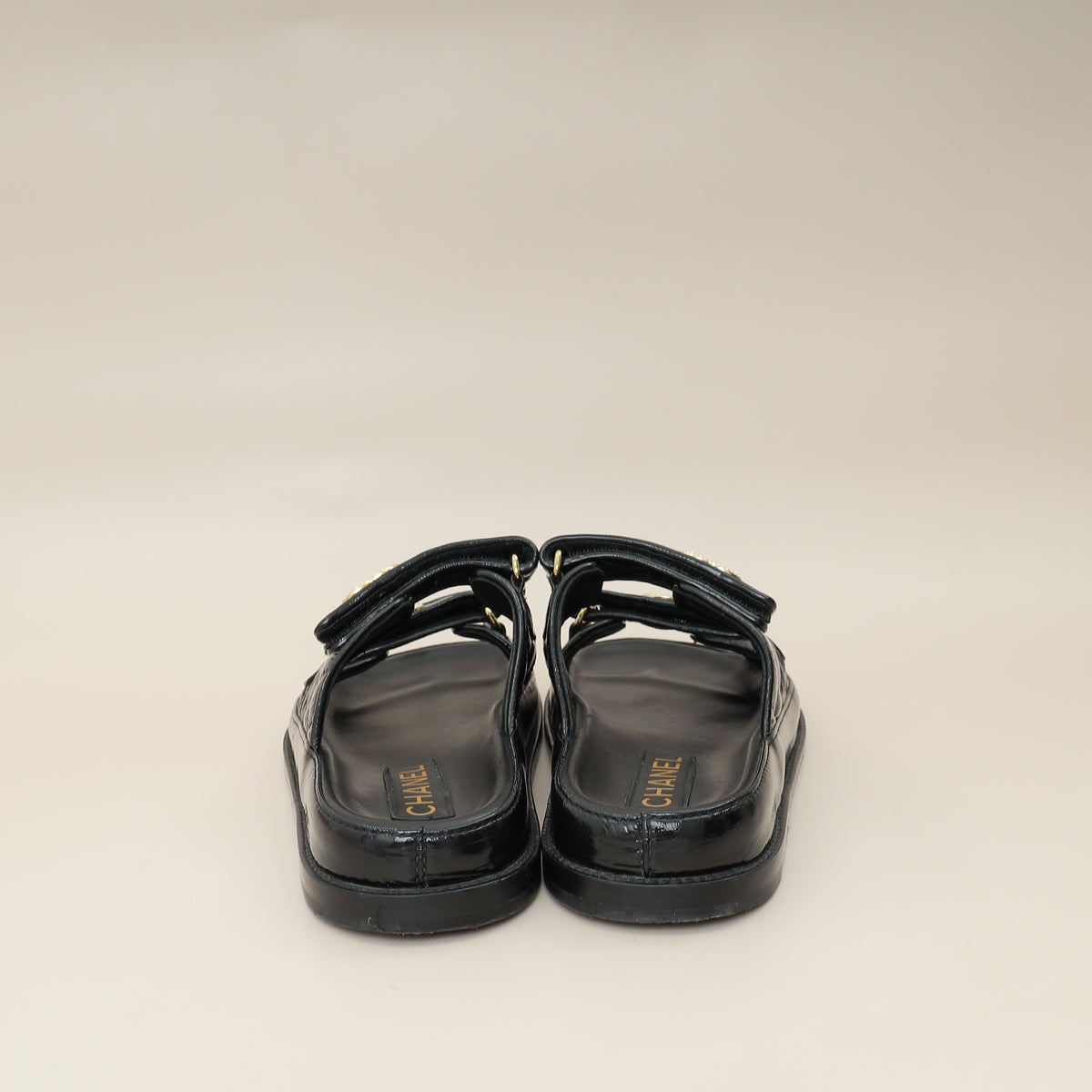 Chanel Black Shiny CC Beads Quilted Dad Slide Mules 37