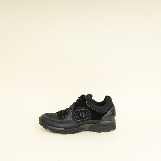 Chanel Black CC Trainer Sneaker 37
