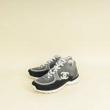 Chanel Grey CC Quilted Trainer Sneakers 38.5