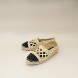 Chanel Bicolor CC Cap Toe Raffia Espadrille 38