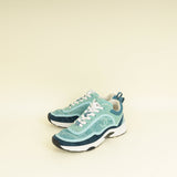 Chanel Mint Green CC Tweed Lace Up Sneakers 38