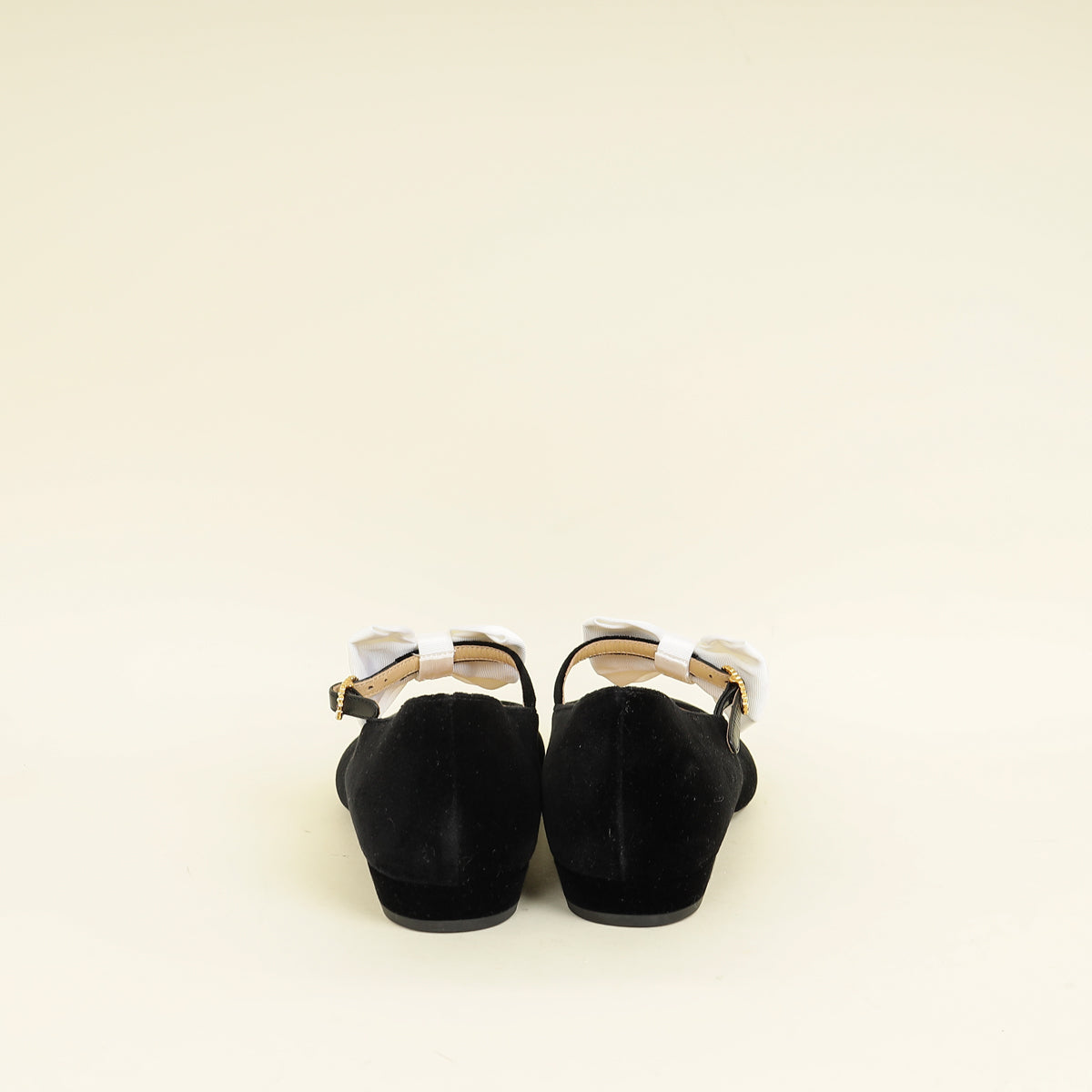 Chanel Black CC Bow Velvet Mary Jane Flats 38